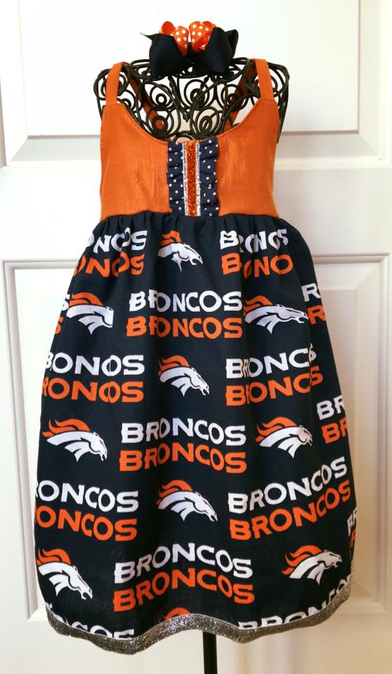 Image of Orange & Blue Denver Broncos Bow set w/ FREE dress
