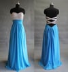 Pretty Handmade Blue Sequins Prom Dresses , Blue Prom Dresses