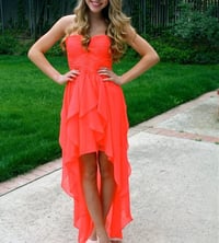 Image 1 of Custom Made High Low Coral Prom Dresses, High Low Prom Dresses 2016