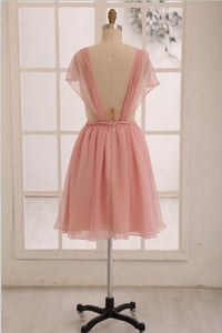 Image 3 of Beautiful Light Pink Short Backless Prom Dress, Bridesmaid Dresses 2016