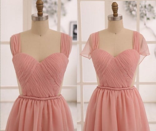Beautiful Light Pink Short Backless Prom Dress, Bridesmaid Dresses 2016