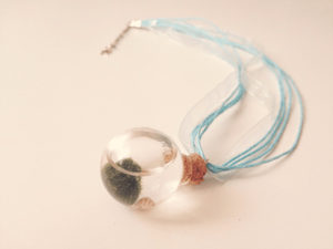 Image of Blue - Living Orb Baby Moss Ball Terrarium Necklace