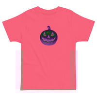 Image 10 of Toddler Jersey T-shirt - Jack O Lantern Retro Purple Glow 