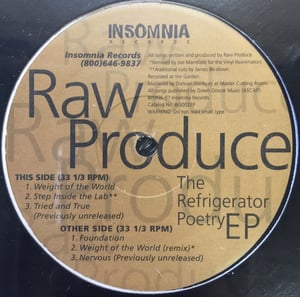Image of Raw Produce The Refrigerator Poetry EP 1996-97 Limited