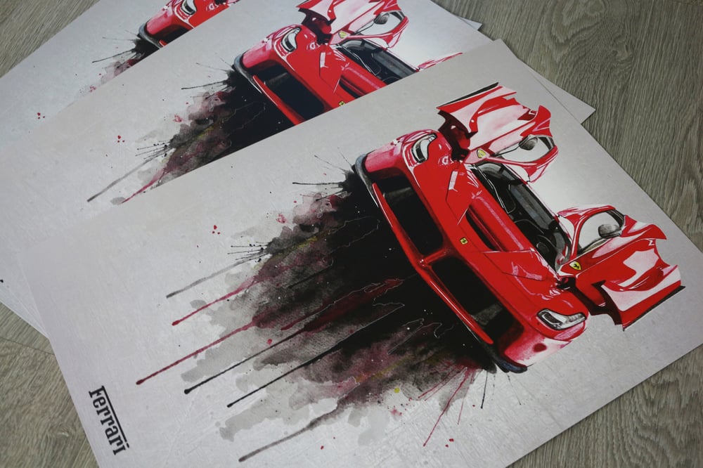 Image of Ferrari LaFerrari Watercolour Poster Print