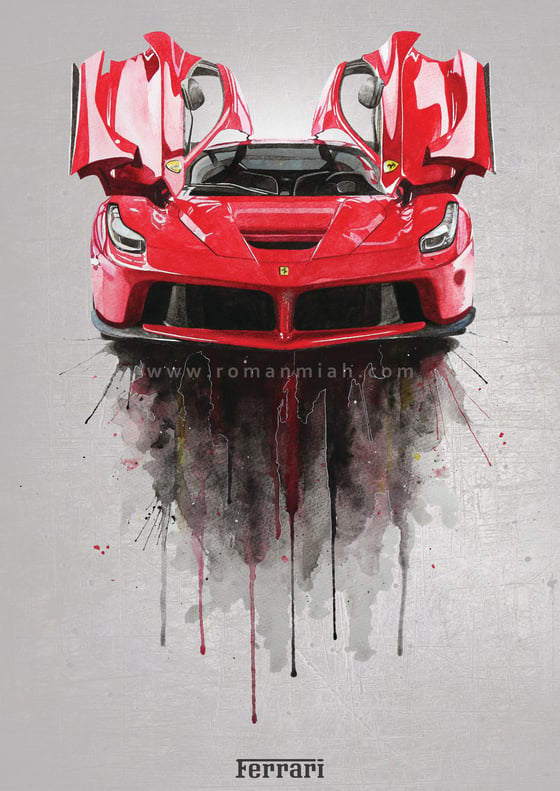 Image of Ferrari LaFerrari Watercolour Poster Print