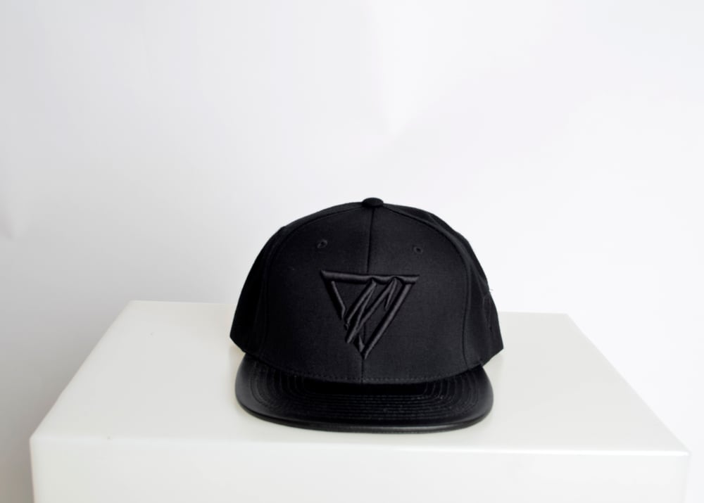 Image of Black Leather Peak Snapback