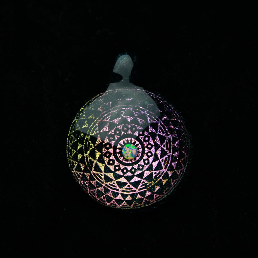 Image of New Aurora Tribal/Aztec Pattern Pendant with Fiery Opal
