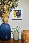 Plum Hollyhock, Veronica & Daisies- Wildflower Art In 6" X 6" Shadow Box (Item# 202309S)