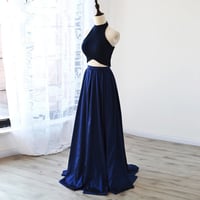 Image 1 of Beautiful Handmade Two Piece Blue Prom Dresses, Prom Dresses 2016, Evening Gowns
