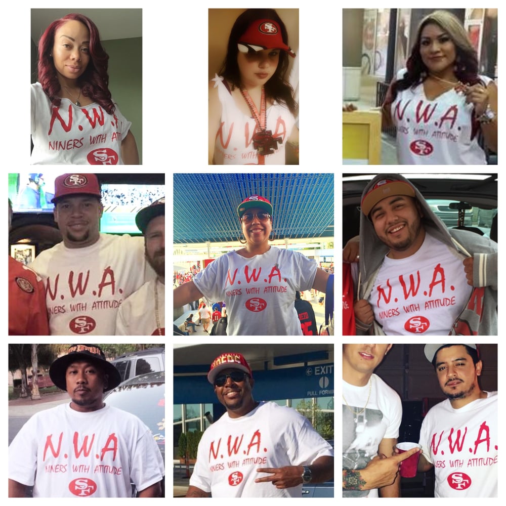 N.W.A. Niners With Attitude White T-Shirt, Red Letters