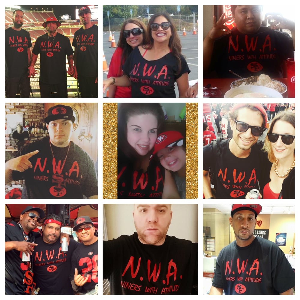 N.W.A. Niners With Attitude White T-Shirt, Red Letters