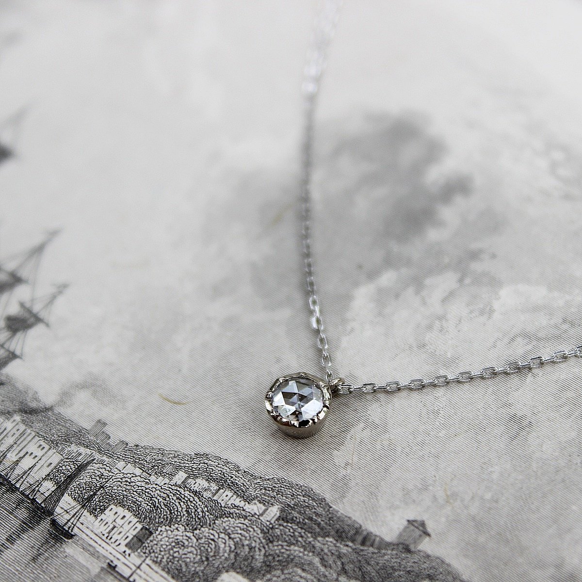 Platinum, 3.9mm rose cut diamond necklace | RU.ST jewellery