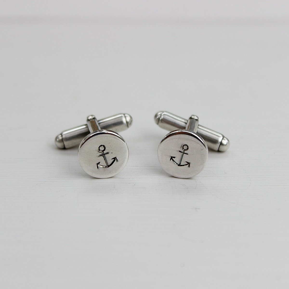 Image of *SALE - WAS£118* men's silver cufflinks with anchor