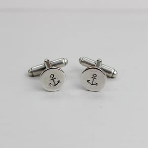 Image of *SALE - WAS£118* men's silver cufflinks with anchor