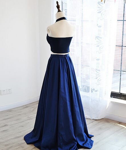 Beautiful Handmade Two Piece Blue Prom Dresses, Prom Dresses 2016, Evening Gowns