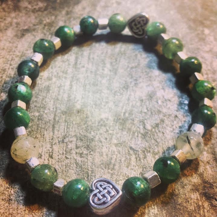 Image of  Unconditional Love ~Green Kyanite and Green Prehnite with Celtic Beads