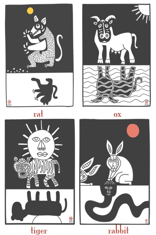 Image of chinese zodiac sign postcards series 1