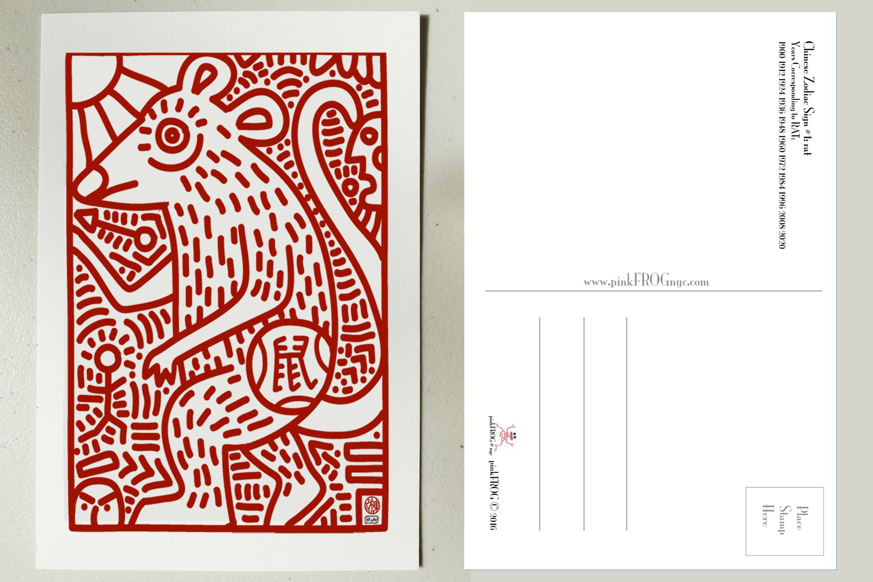 chinese zodiac sign postcards series 2 pinkFROGnyc