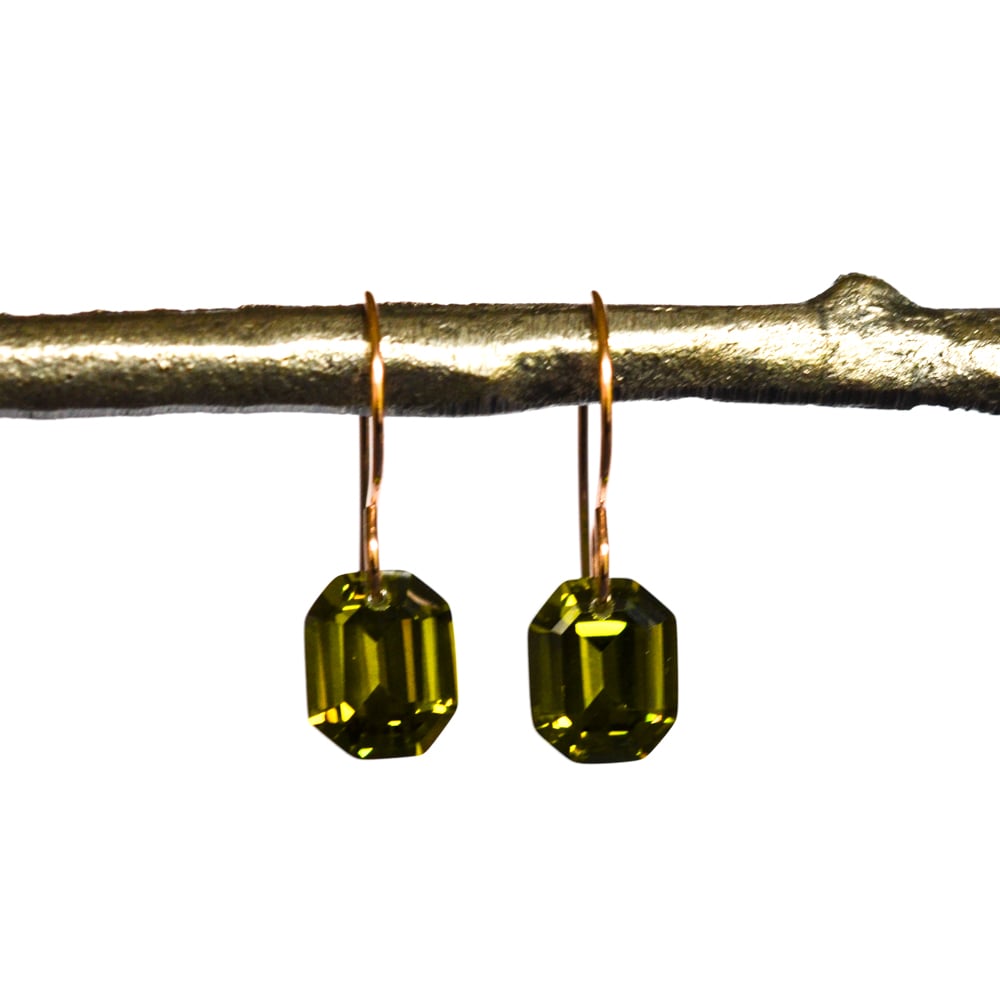 Image of Olive green octagon earrings