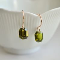 Image 3 of Olive green octagon earrings