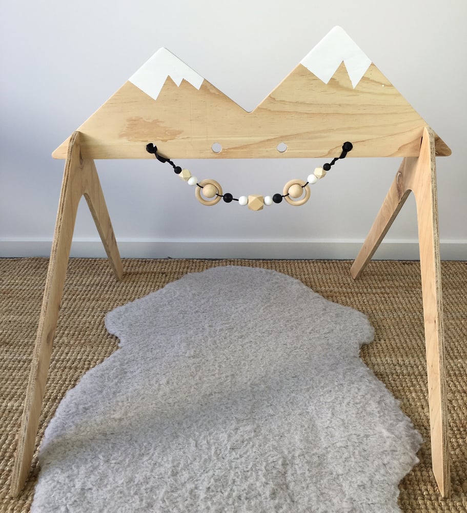 Image of Wooden Activity Gym - Snow Capped Mountain Range