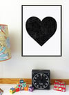 Black Heart Minimalist Silkscreen Print 