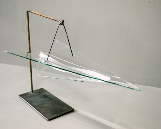 Image of Desk Mount Glass Paper Plane