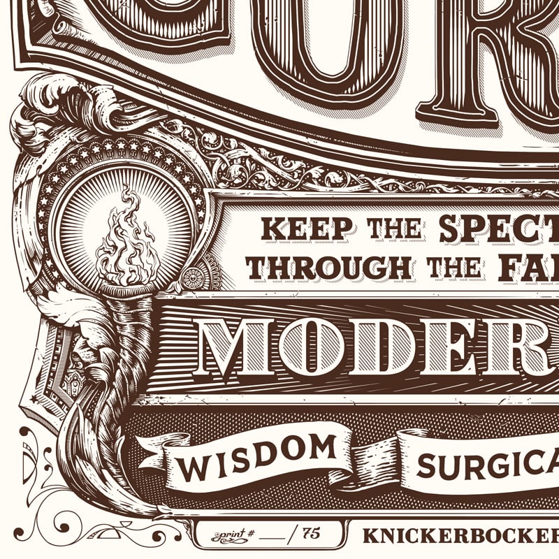 Image of "Doctor Thackery's Miraculous Cure-All" Knick-themed screenprints