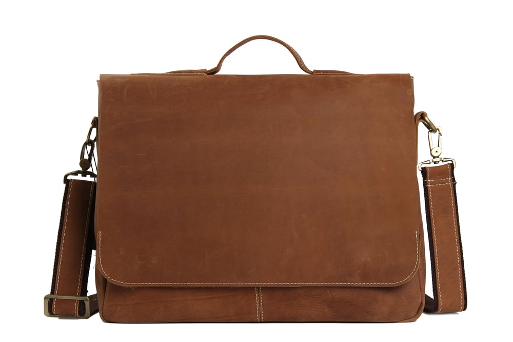 Image of 14'' Vintage Leather Briefcase Messenger Bag, Laptop Bag, Men's Bag 7108
