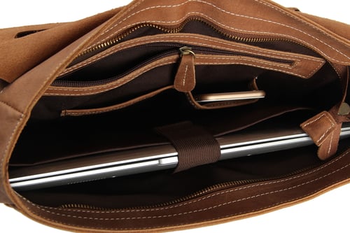 Image of 14'' Vintage Leather Briefcase Messenger Bag, Laptop Bag, Men's Bag 7108