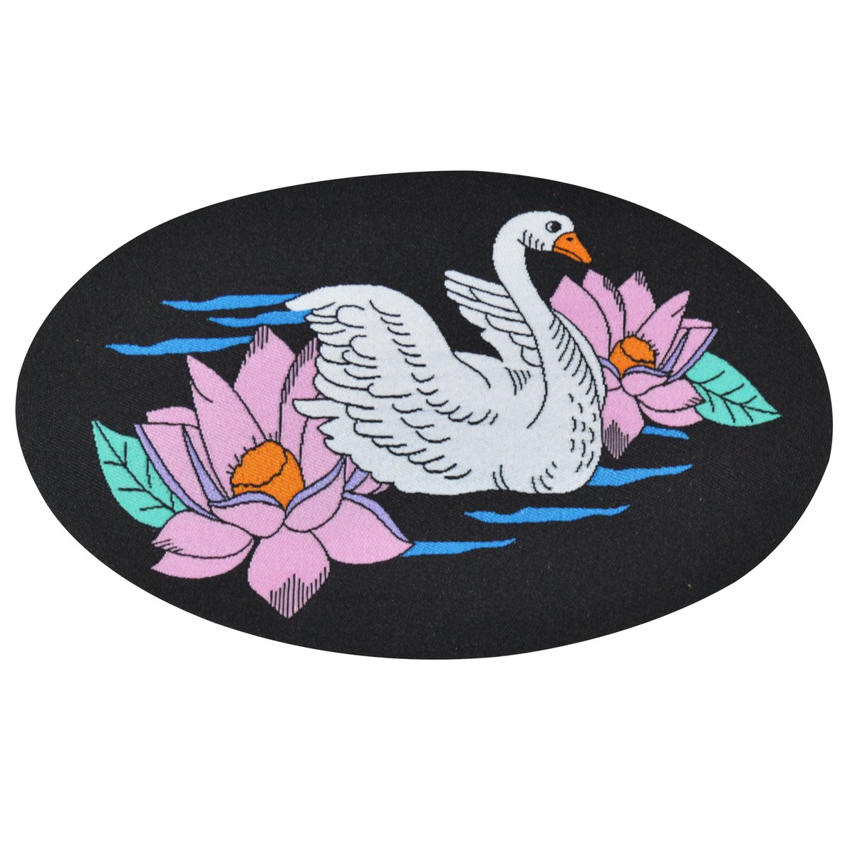Swan and Lotus Flower Iron-on Patch