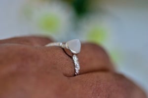 Image of Oxidised Silver ring with moonstone bullet