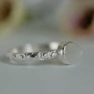 Image of Oxidised Silver ring with moonstone bullet