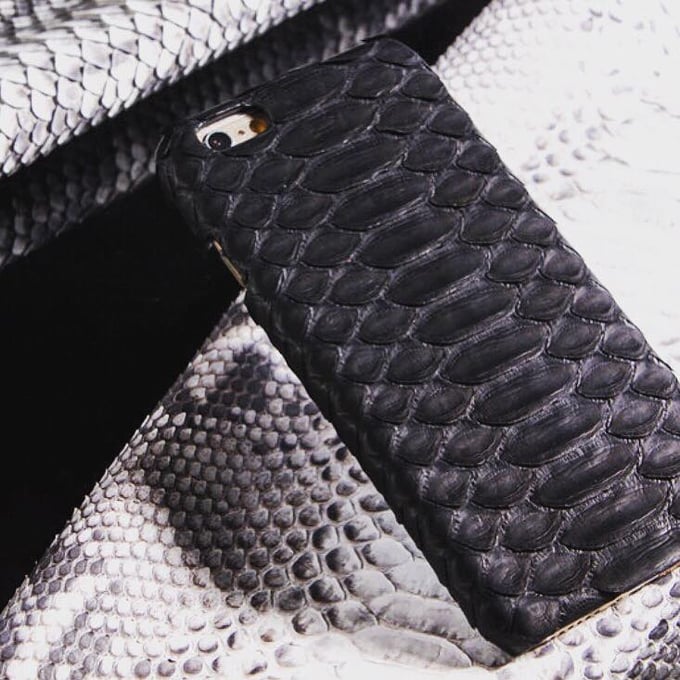 Image of BLACK PYTHON LEATHER IPHONE 6 CASE, BLACK