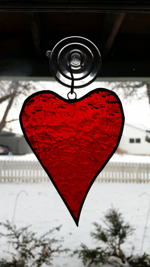 Image of Single pane Heart-stained glass