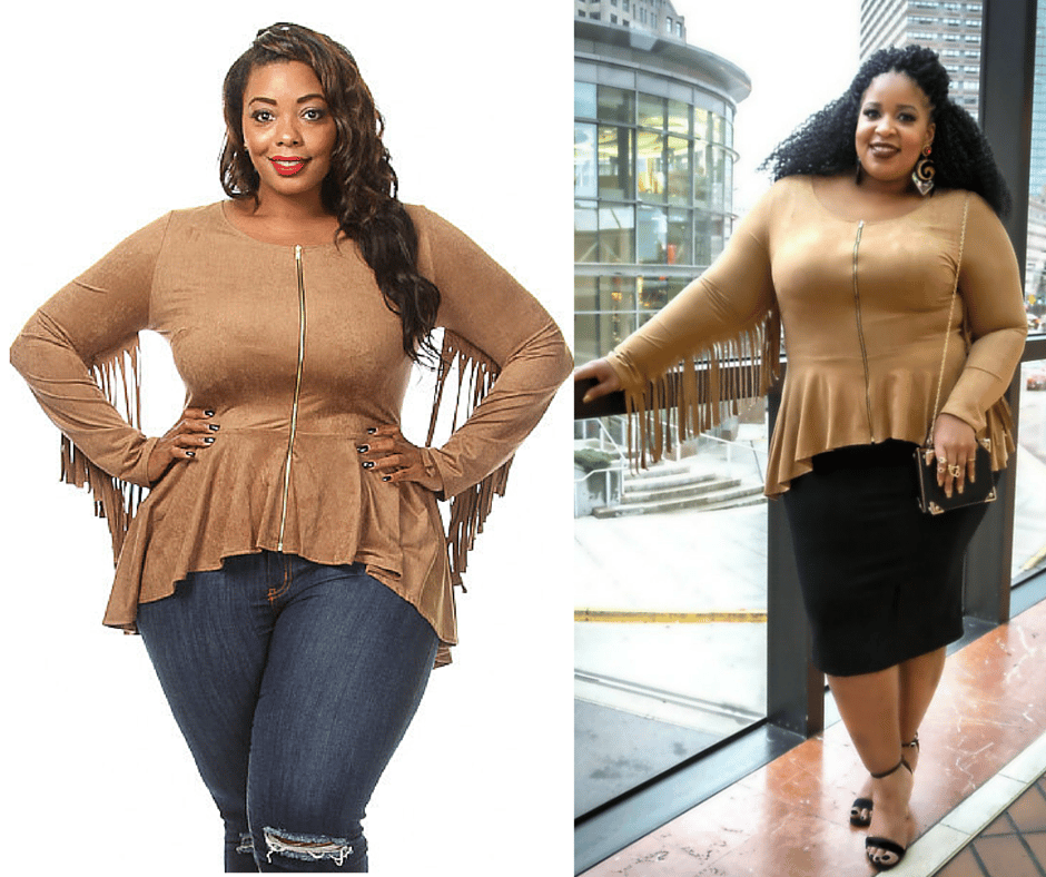 Image of Camel Fringe Top