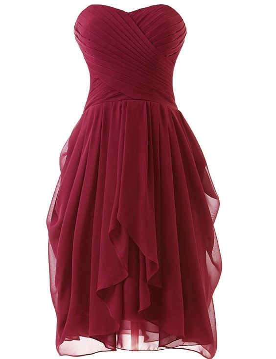 burgundy knee length bridesmaid dresses
