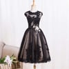 Cute Black Handmade Short Prom Dresses with Lace Applique, Black Formal Dresses, Party Dresses