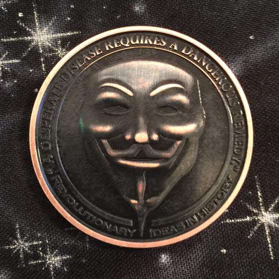 Image of Anonymous/Guy Fawkes 1oz Copper Challenge Coin
