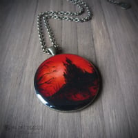 Image 3 of Vampire's Castle Hand Painted Red Resin Pendant
