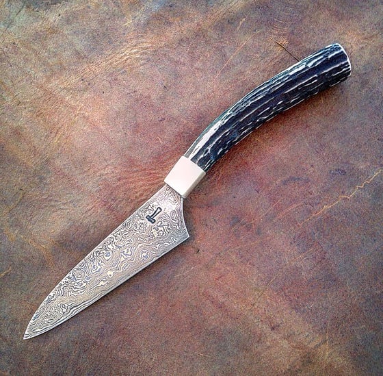 Image of Carbon Damascus steel paring knife