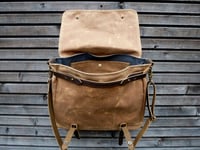 Image 2 of Messenger bag in waxed canvas / Musette with adjustable shoulderstrap UNISEX