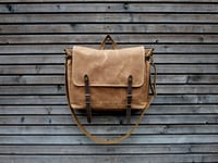 Image 4 of Messenger bag in waxed canvas / Musette with adjustable shoulderstrap UNISEX