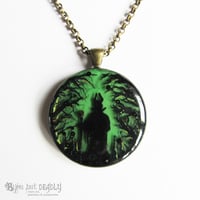 Image 2 of Maleficent in Forest Round Bronze Pendant