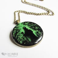 Image 3 of Maleficent in Forest Round Bronze Pendant