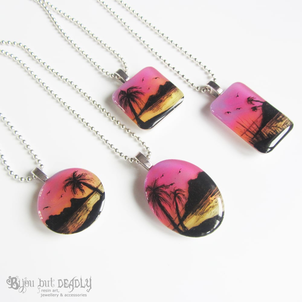 Tropical Sunset Resin Pendant