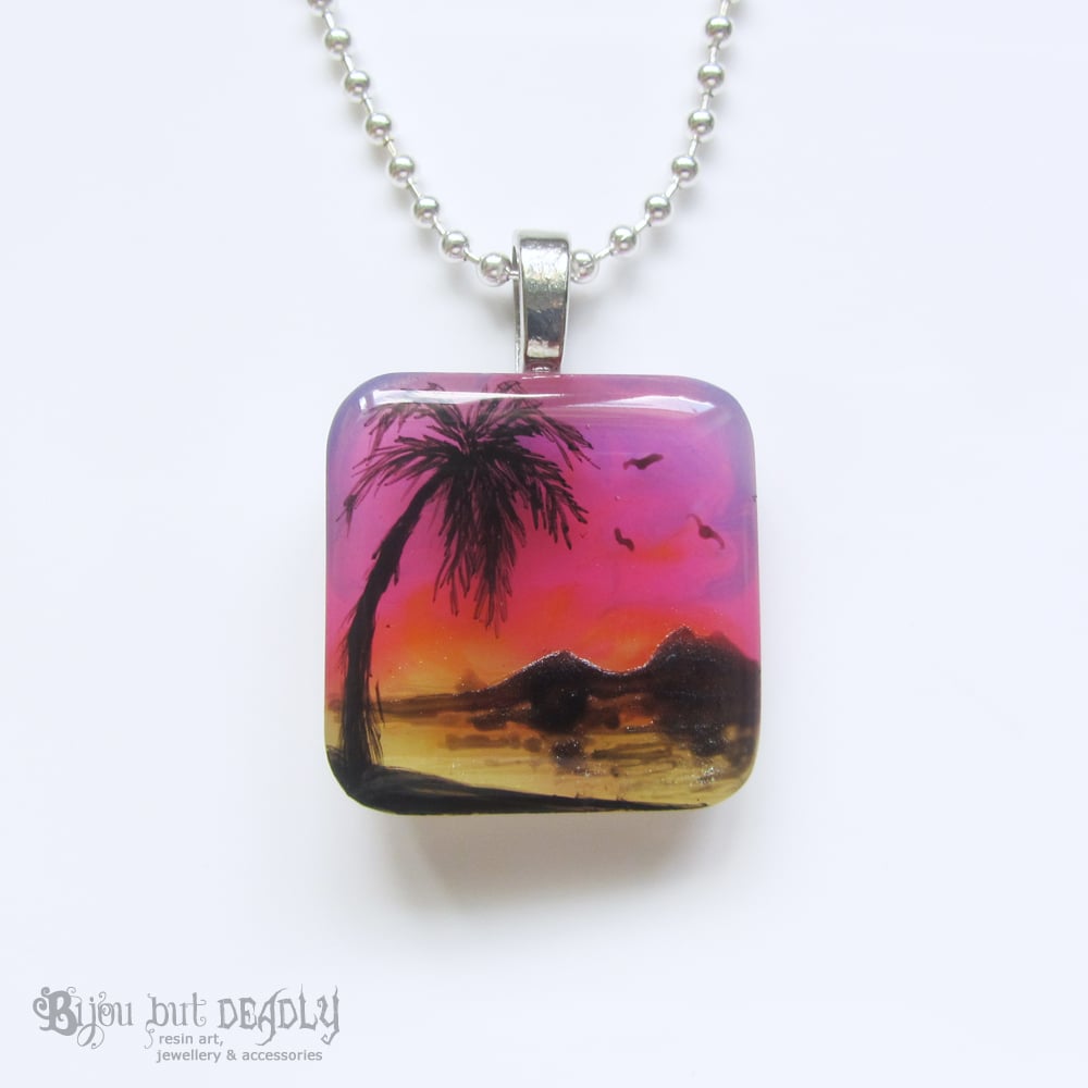 Tropical Sunset Resin Pendant