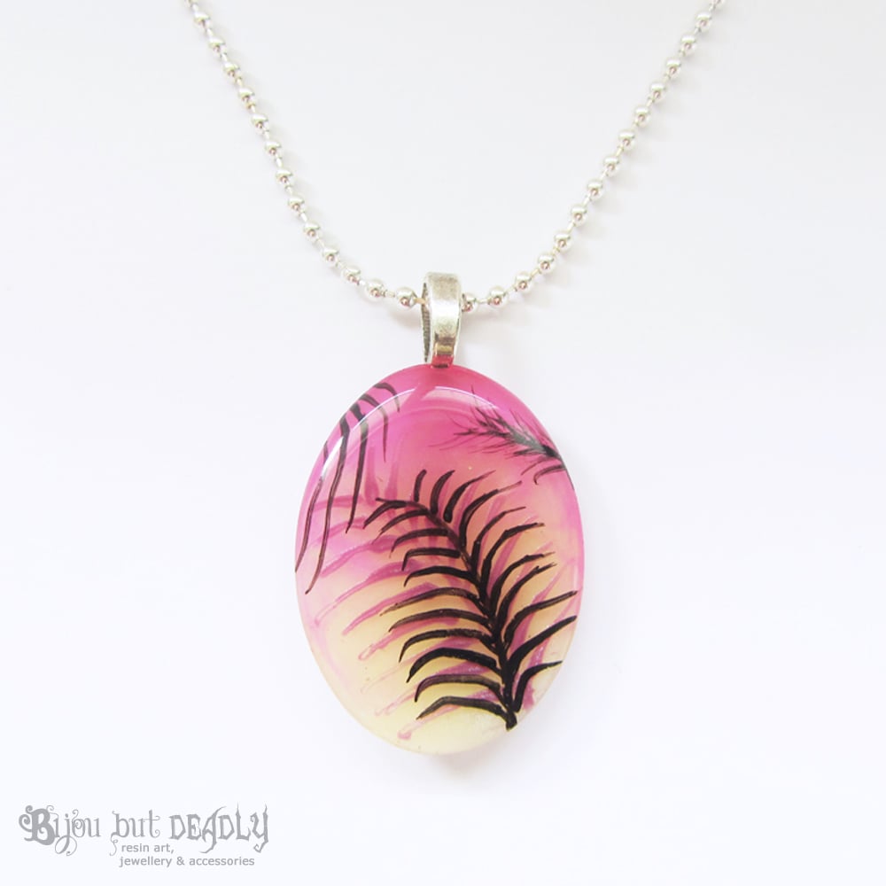 Tropical Palm Astral Pink Resin Pendant