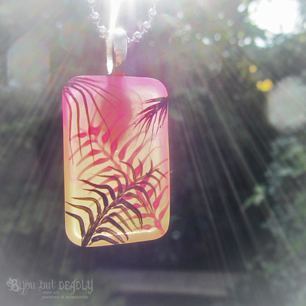 Tropical Palm Astral Pink Resin Pendant